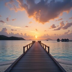 Fototapeta premium beautiful scenery, vacation spot, holiday place, recreation site, island resort, AI Generative