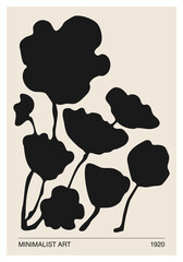 Minimalist poster with abstract art leaf composition in trendy contemporary collage style