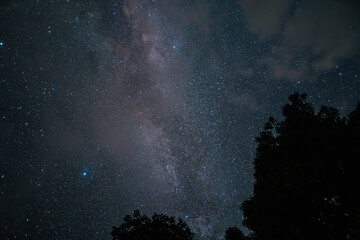 Night sky, stars and night sky with clouds