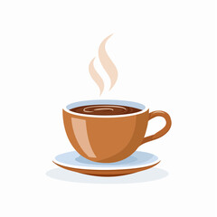 Obraz premium Illustration of a cup of coffee with steam on a saucer.