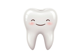 Cute cartoon tooth PNG isolated on transparent background, happy molar with smiling face for dental care and oral hygiene