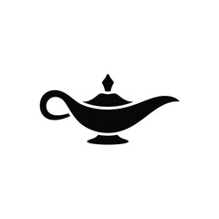 Silhouette of a classic aladdin genie lamp icon
