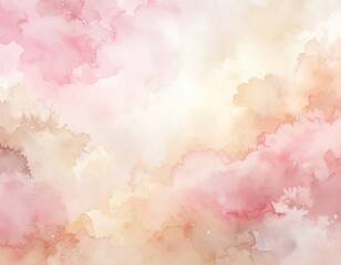 Fototapeta premium Minimal watercolor brush background in pale pink and beige tones, realistic paper tex 