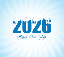 Happy New Year 2026 concept for Ice isolated on blue background