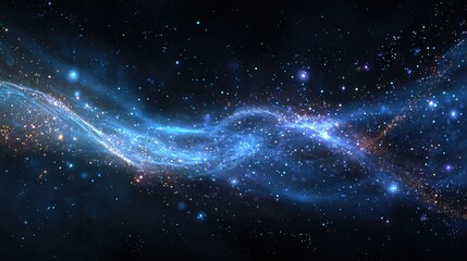 Abstract depiction of cosmic elements, swirling nebulas with glittering stars, against a deep void