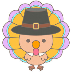 Cute Thanks Giving turkey wearing pilgrim hat
