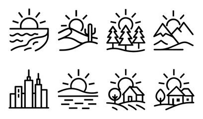 Fototapeta premium Sunset Icon Grid