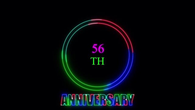 Glowing neon 56 years anniversary emblem. Anniversary icon or label. front of dazzling fireworks 56 years celebration and congratulation design element splash convert animated explosion ... See
