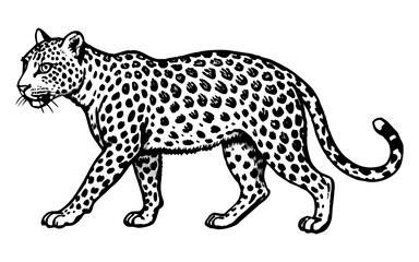 Hand-Drawn Realistic Leopard Illustration – Vintage Safari Wildlife Art.