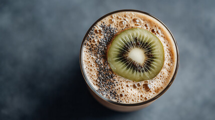 Delicious kiwi smoothie with chia seeds a refreshing and healthy beverage perfect for wellness breakfast or a vibrant lifestyle