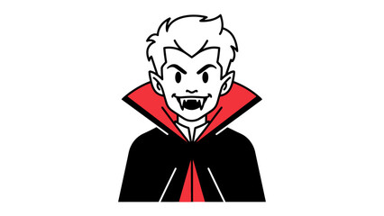 Illustrative Vampire Portrait: A captivating, stylized illustration of a vampire, showcasing sharp fangs and a distinguished cape against a simple backdrop.