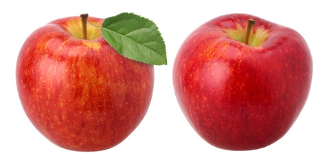 Red apple with leaves (Envy Apple) isolated, transparent PNG, PNG format
