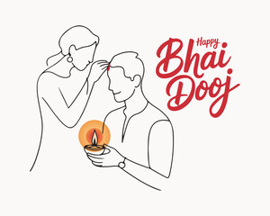 Happy Bhai Dooj Post and Greeting Card. Indian Festival Bhai Dooj Creative Poster Vector Illustration.