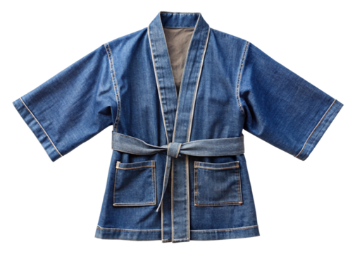 Denim kimono jacket isolated on white background