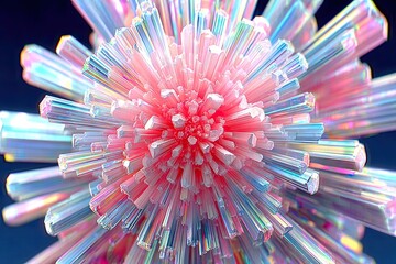 Abstract crystal cluster, radial geometry, pink center, iridescent