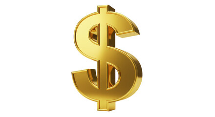 Golden dollar sign isolated PNG, currency symbol for finance, investment, and wealth on transparent...