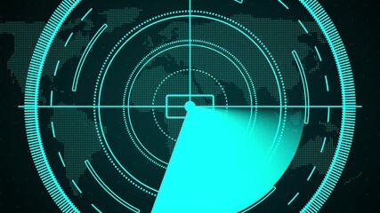 Digital radar screen infographic HUD call loading radar targets and futuristic user interface computer system and technology concept HUD Signal transmitted Sonar radar. Glow map background. 4k videos - Powered by Adobe