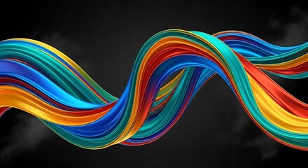 Colorful abstract ribbon flowing and twisting, dynamic fluid motion with vibrant colors