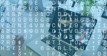 male coworker picking report and clicking meeting icon as encrypted overlay guiding NFT discussion - Powered by Adobe