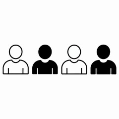 Fototapeta premium Set of four minimalist user profile icons representing diversity and group members