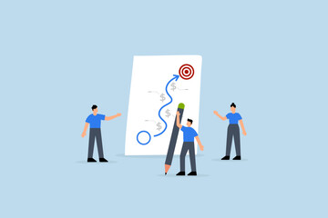 Strategic planning, business team planning for success tactic chart