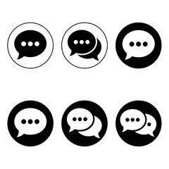 Set of six minimalist speech bubble icons for communication and chat messaging apps
