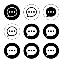 Set of six minimalist speech bubble icons for communication and messaging apps