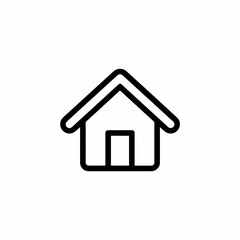 Simple minimalist black and white line drawing of a house icon for web and design
