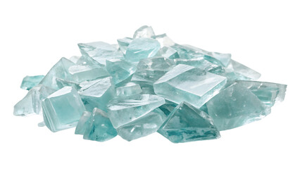 Obraz premium Pile of blue glass pieces isolated on transparent background