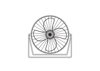 iron mini electric fan line art