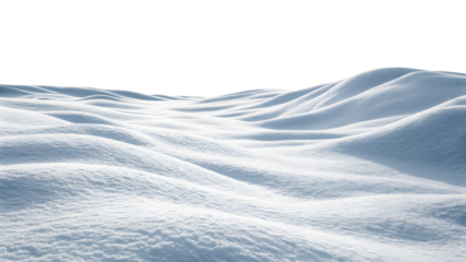 Snowy field with gentle hills isolated on transparent background