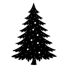 Minimalist vector illustration of a lone pine tree covered in soft snow during a serene winter landscape