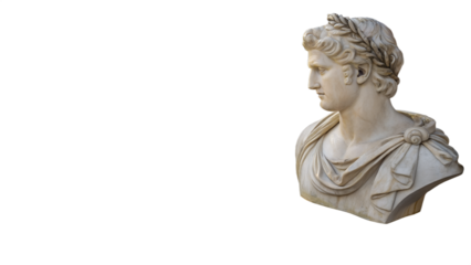 Timeless marble bust sculpture of regal man with laurel wreath, perfect for historical art projects
