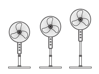 line art standing fan with three blades