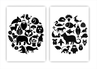 Farm animals livestock silhouettes.
