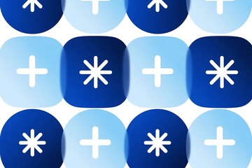 Obraz premium Blue vector icon set of Swiss cross, star, yen, flag, and other religion, medical, and business symbols on buttons for emergency illustration and logo design