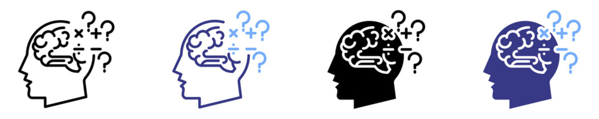 dyscalculia icon set multiple style