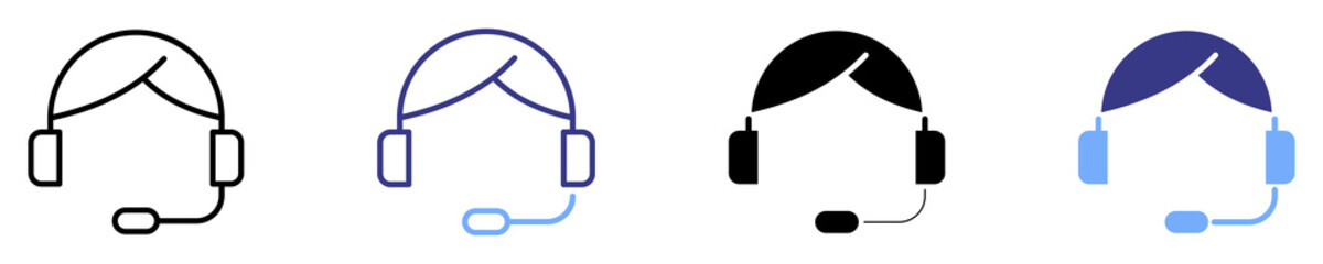 online support icon set multiple style