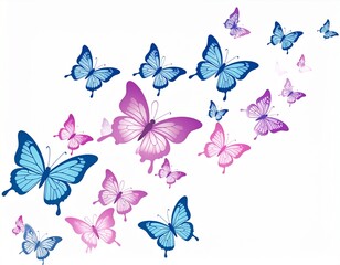 Beautiful butterflies flutter gracefully, showcasing vibrant colors and delicate wings