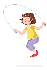 Girl jumping with a rope, vector illustration