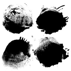 Set of hand drawn paint, ink brush strokes, brushes, lines. Dirty artistic design elements, boxes, frames for the text. Abstract black and white background.