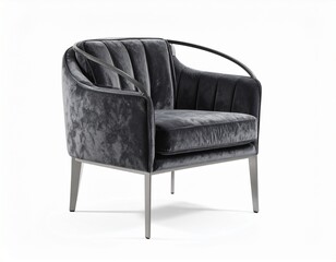 Stylish velvet armchair with metal frame, perfect for modern living room or upscale office space design