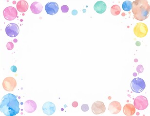 Watercolor circles and splashes frame a clean white space colorful abstract