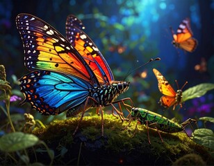 Beautiful butterflies flutter gracefully, showcasing vibrant colors and delicate wings