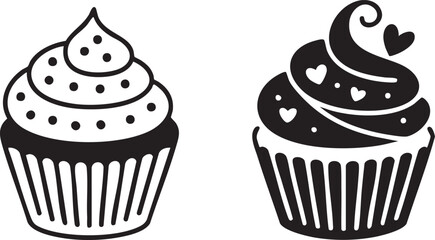 Flat Design Cupcake Icons Minimal Sweet Dessert Vector Art