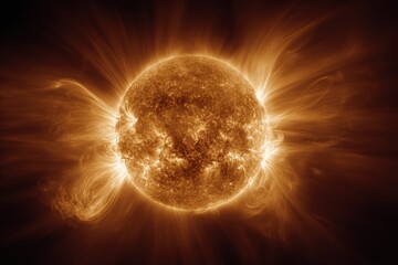 Glowing Solar Surface and Corona Illuminated Against a Dark Background