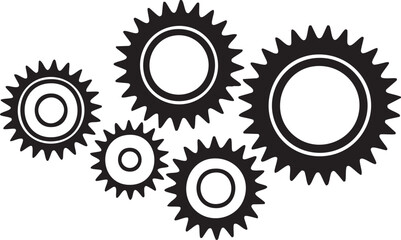 Black and White Gear Cogwheel Icon Set Minimalist Vector Design