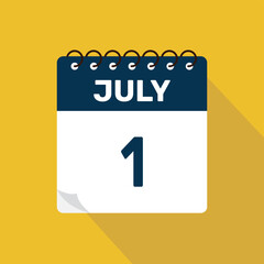 july 1 calendar icon vector illustration with design