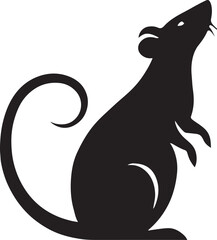 PrintSilhouette of a black rat looking upwards against a white background