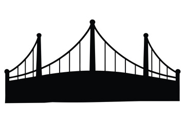 Obraz premium Suspension Bridge Silhouette | Architecture Outline | Simple City Landmark Artwork